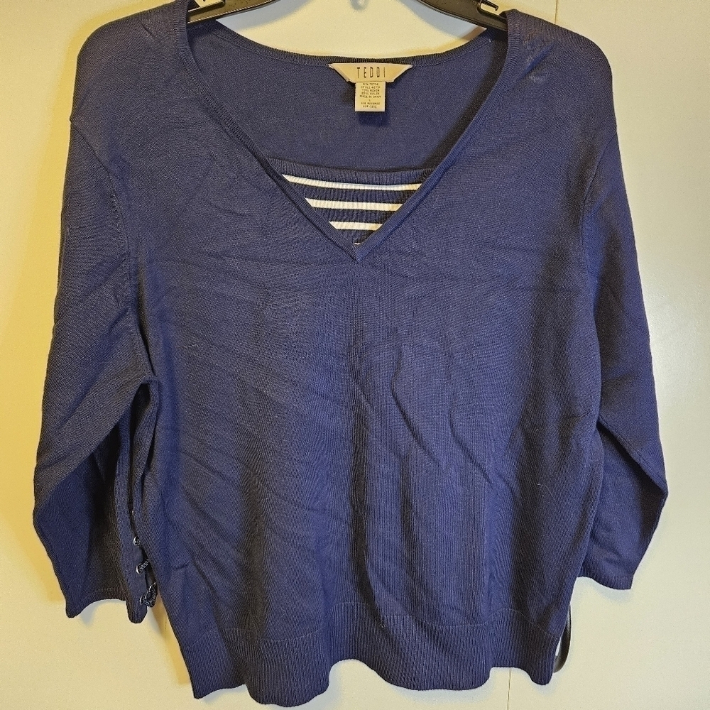 Vintage Teddi Women's Size Large V Neck Top GUC 90s